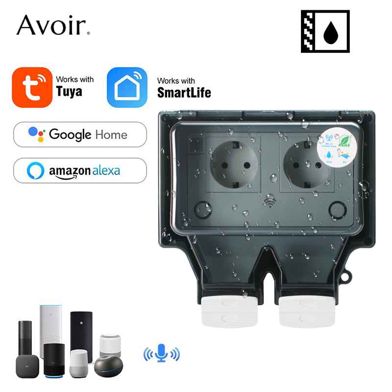 Outdoor Power Outlet Weatherproof - Avoir Tuya Tường Điện Ổ Cắm