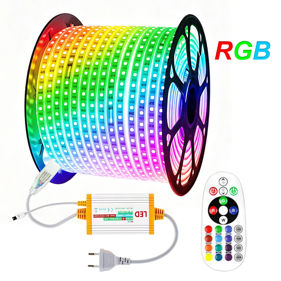Outdoor Power Strip Weatherproof - 1m-50m 220V RGB LED Strip 5050