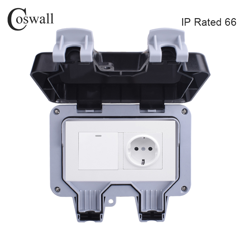 Coswall IP66 Chống Chịu Thời T - đánh giá và giá Outdoor Power Outlet Weatherproof