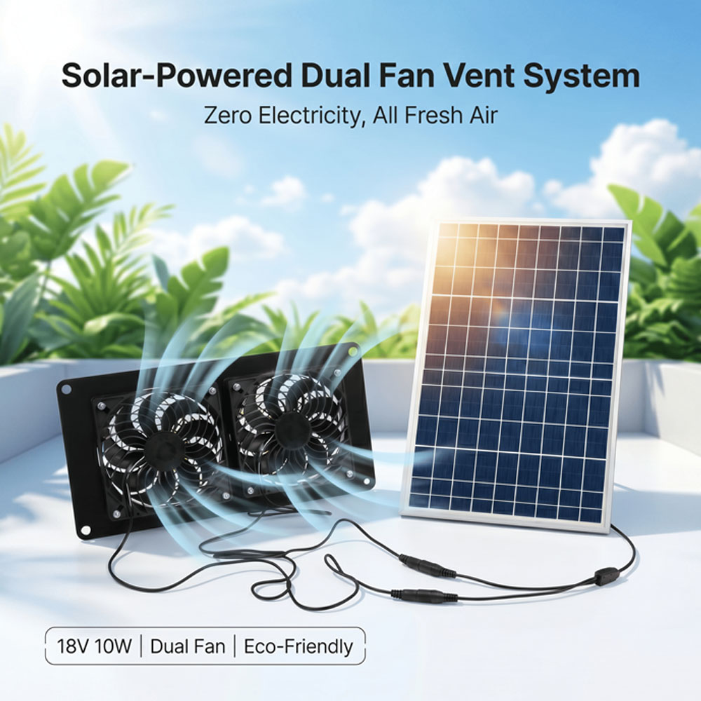 10W 18V Solar Powered Dual Fan - đánh giá và giá Outdoor Power Lead