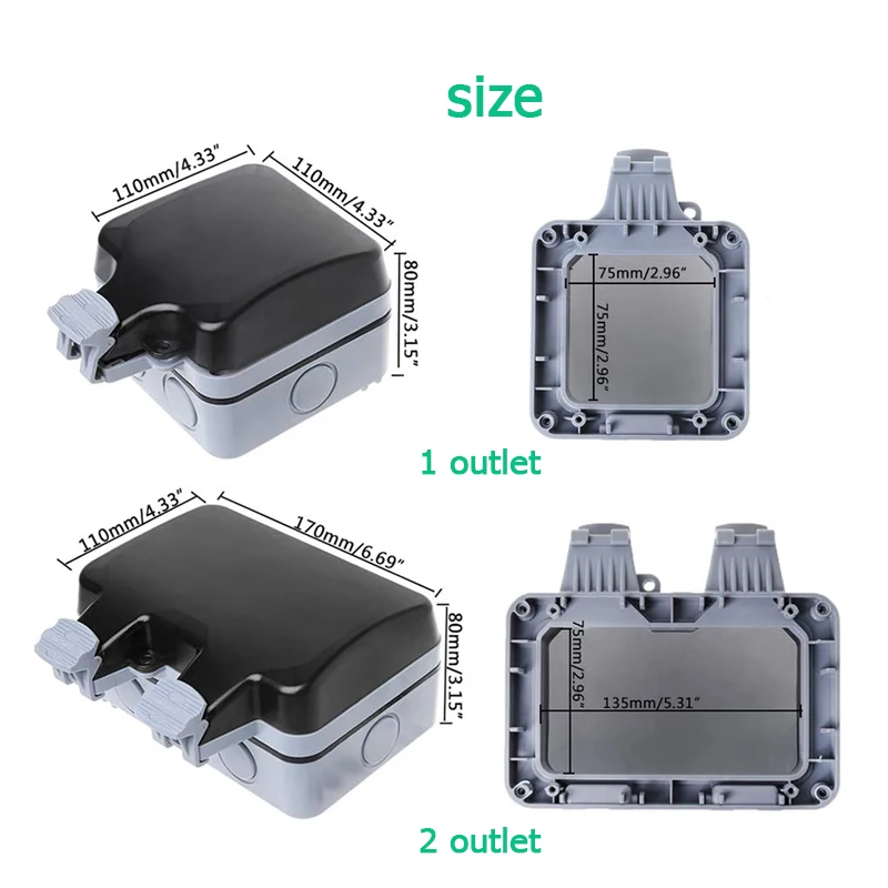 EU KR Outdoor Wall Waterproof  - đánh giá và giá Outdoor Power Outlet Weatherproof